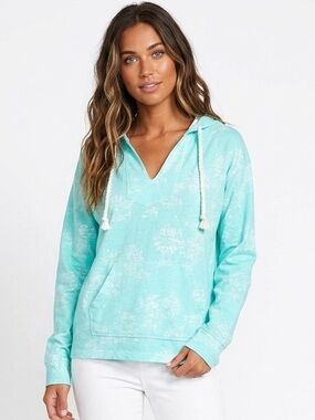 LAGACI Cotton Destination Surf Hoodie Resortwear Size Medium Aqua Blue
